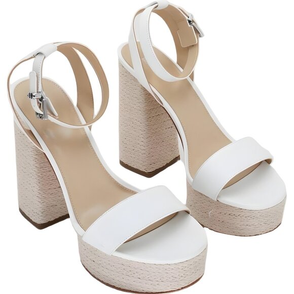 Michael Kors Ashton Ankle-Strap Platform Sandals Optic White US 9.5M - Picture 4 of 6